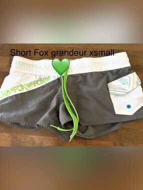 Fox Gray Swim Shorts with White Waist and Neon Green Accents